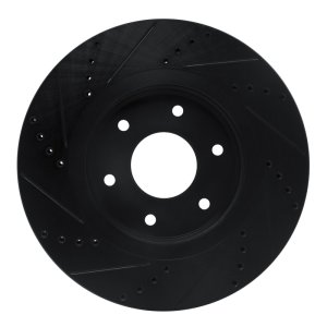 Infiniti QX56 Brake Rotor (1) - Front Right - R1 Concepts - Drilled & Slotted - Black - `05-`07